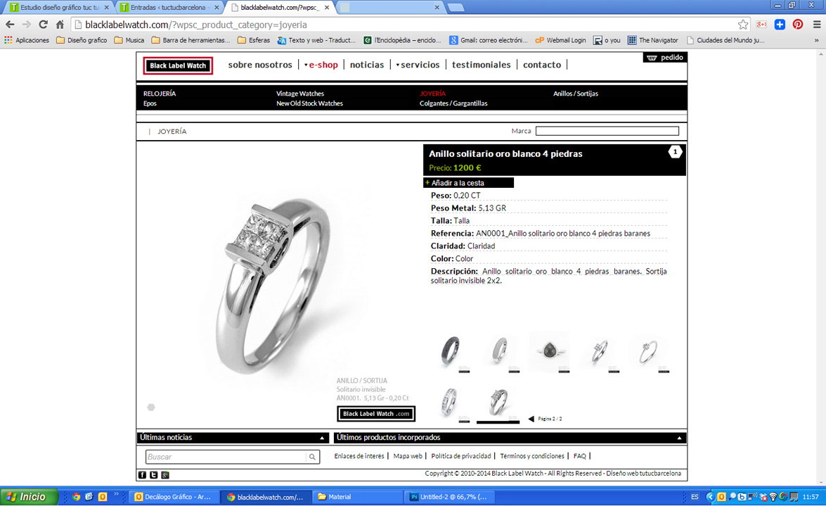 Diseño gráfico web tienda on line e-shop joyeria relojería Barcelona