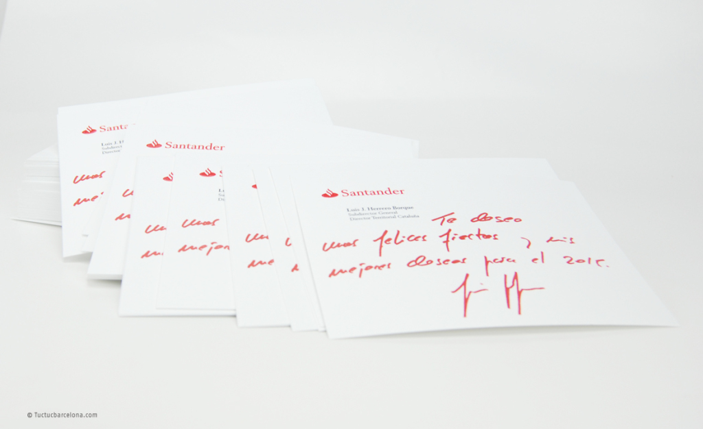 Imprimir tarjeta de felicitacion navidad Banco Santander Tuctucbarcelona